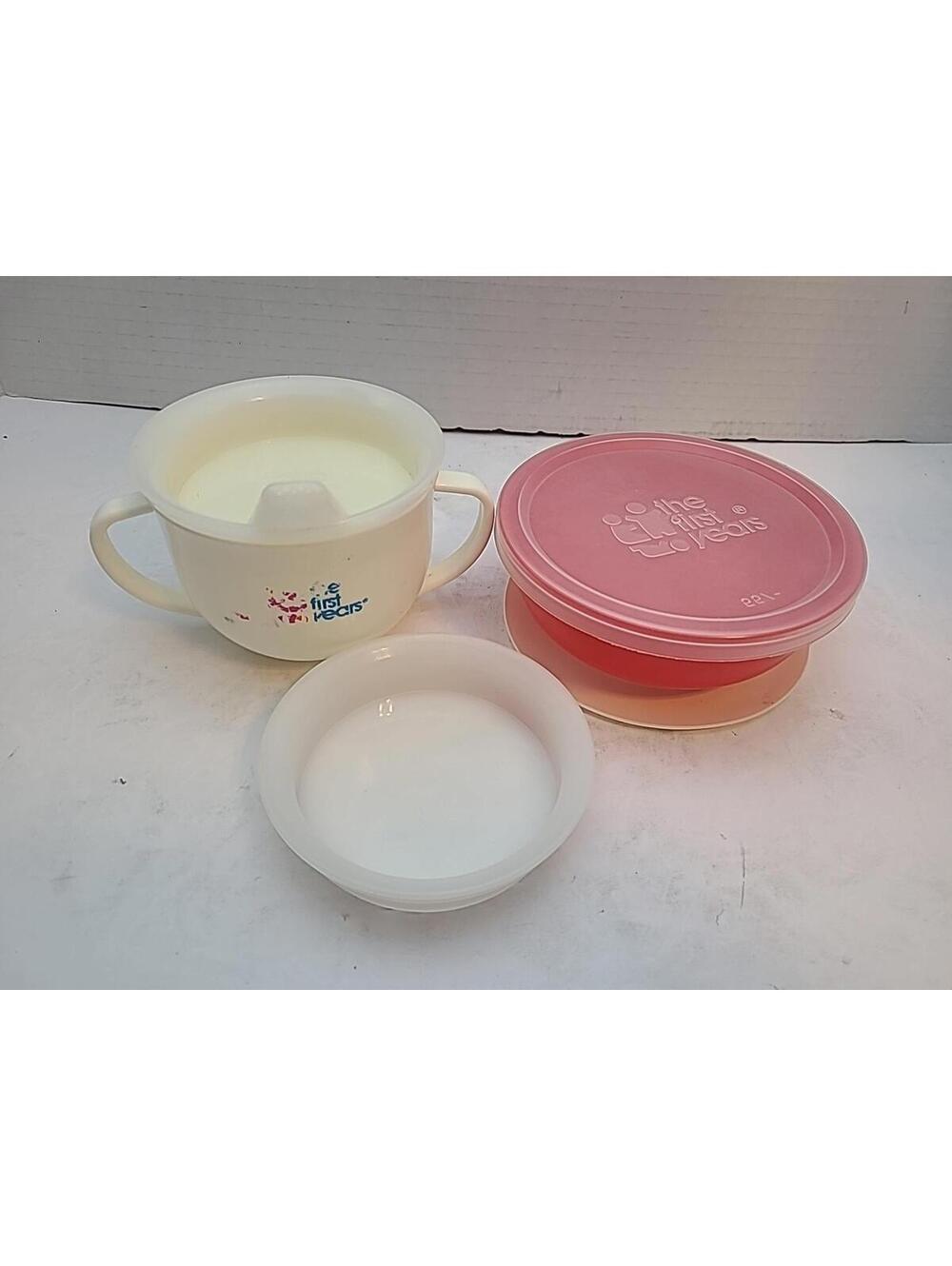 Vintage Y2K The First Years 6 Oz Trainer Baby Sippy Cup W/ 2 Lids And Snack Cup